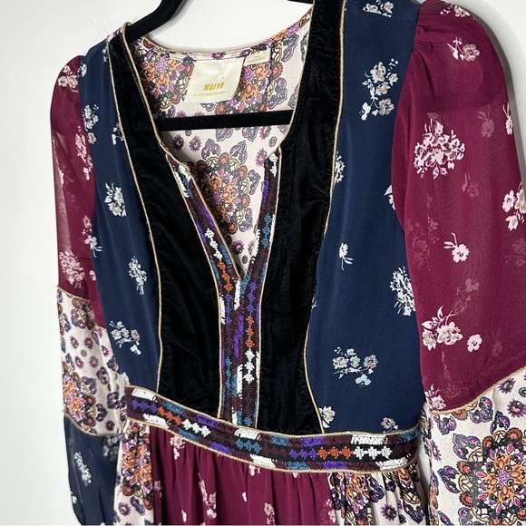 Maeve Anthropologie Small Quartier Latin Patchwork Mini Dress Bohemian Colorful - Picture 8 of 16
